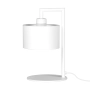 Minimalistyczna lampka biurkowa w stylu skandynawskim z białym abażurem