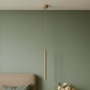 Lampa wisząca w kolorze beżowym, pojedynczy zwis w kształcie sopla
