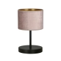 Klasyczna lampka stołowa z różowym abażurem, idealna do sypialni