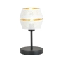 Wyjątkowa lampa stołowa z ażurowym abażurem w kolorze bieli i złota