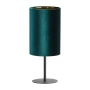 Odważna czarno-zielona lampa stołowa z wysokim abażurem, do salonu