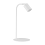Minimalistyczna, biała lampka biurkowa do designerskiego gabinetu