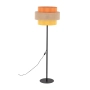 Ozdobna lampa stojąca z trójkolorowym abażurem, włącznik na kablu