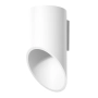 Minimalistyczna, biała lampa ścienna w kształcie ściętej tuby