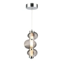 Chromowana lampa wisząca LED z dymionymi kloszami do sypialni