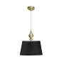 Elegancka lampa wisząca z czarnym abażurem i złotymi dodatkami