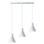 Potrójna, biała lampa wisząca z regulowaną wysokością, idealna nad stół