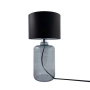 Wyjątkowa, szklana lampka stołowa z czarnym abażurem, do sypialni