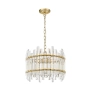 Okazała, kryształowa lampa wisząca w stylu glamour, złoty żyrandol