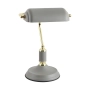 Elegancka, szaro-złota lampka biurkowa w stylu bankierskim, do biura