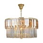 Okazała, złota lampa wisząca z kryształkami, żyrandol w stylu glamour