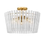 Elegancka, złota lampa sufitowa z kryształowym kloszem z rurek