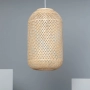 Lampa wisząca z podłużnym, plecionym abażurem z bambusu