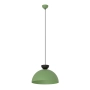 Zielona lampa wisząca z czarnym detalem do salonu
