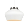 Biała, nowoczesna lampa wisząca w stylu skandynawskim, do jadalni
