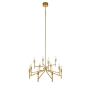 Złota, minimalistyczna lampa wisząca w świecznikowym stylu, do salonu