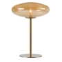 Stylowa lampka stołowa z bursztynowym kloszem, idealna do salonu